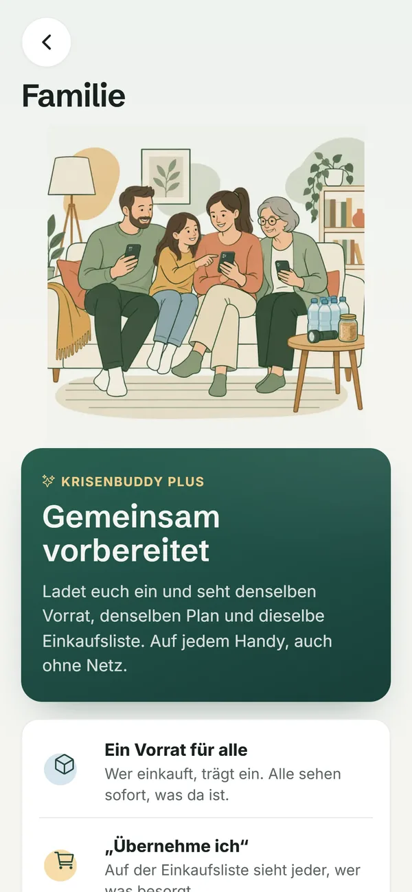Familie in der App: gemeinsamer Vorrat, Plan und Einkaufsliste
