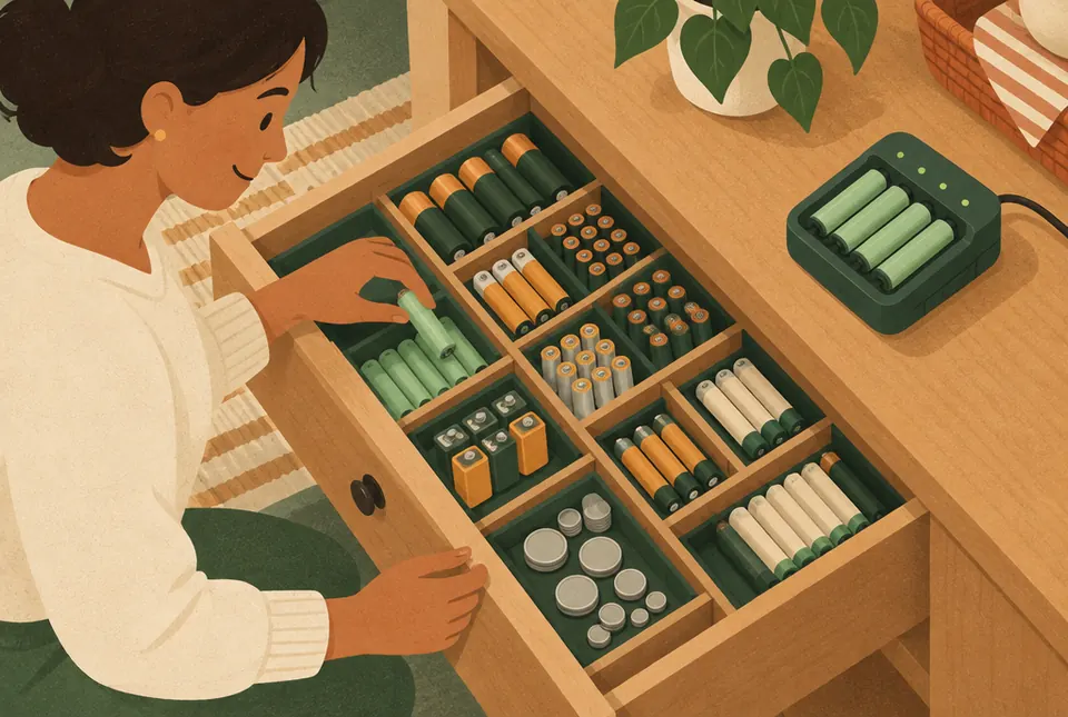 Illustration: Batterien und Akkus richtig lagern