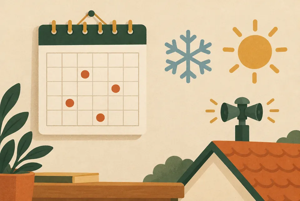 Illustration: Saison-Check: Winter, Sommer, Warntag
